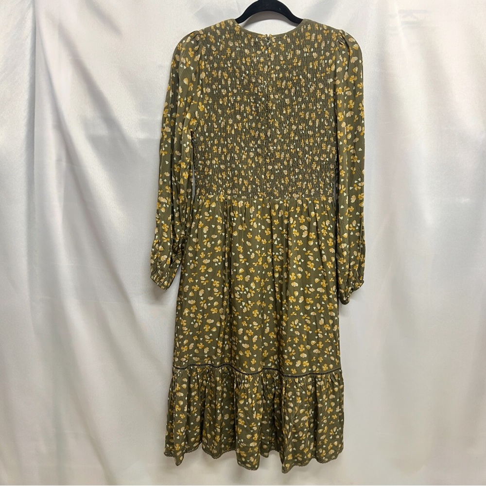 Anthro Lost + Wander Floral Maxi Dress Smocked Cottagecore Green Medium New - Picture 3 of 7